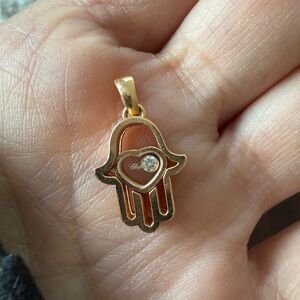 Chopard Gold Hamsa Necklace with Crystal Detail